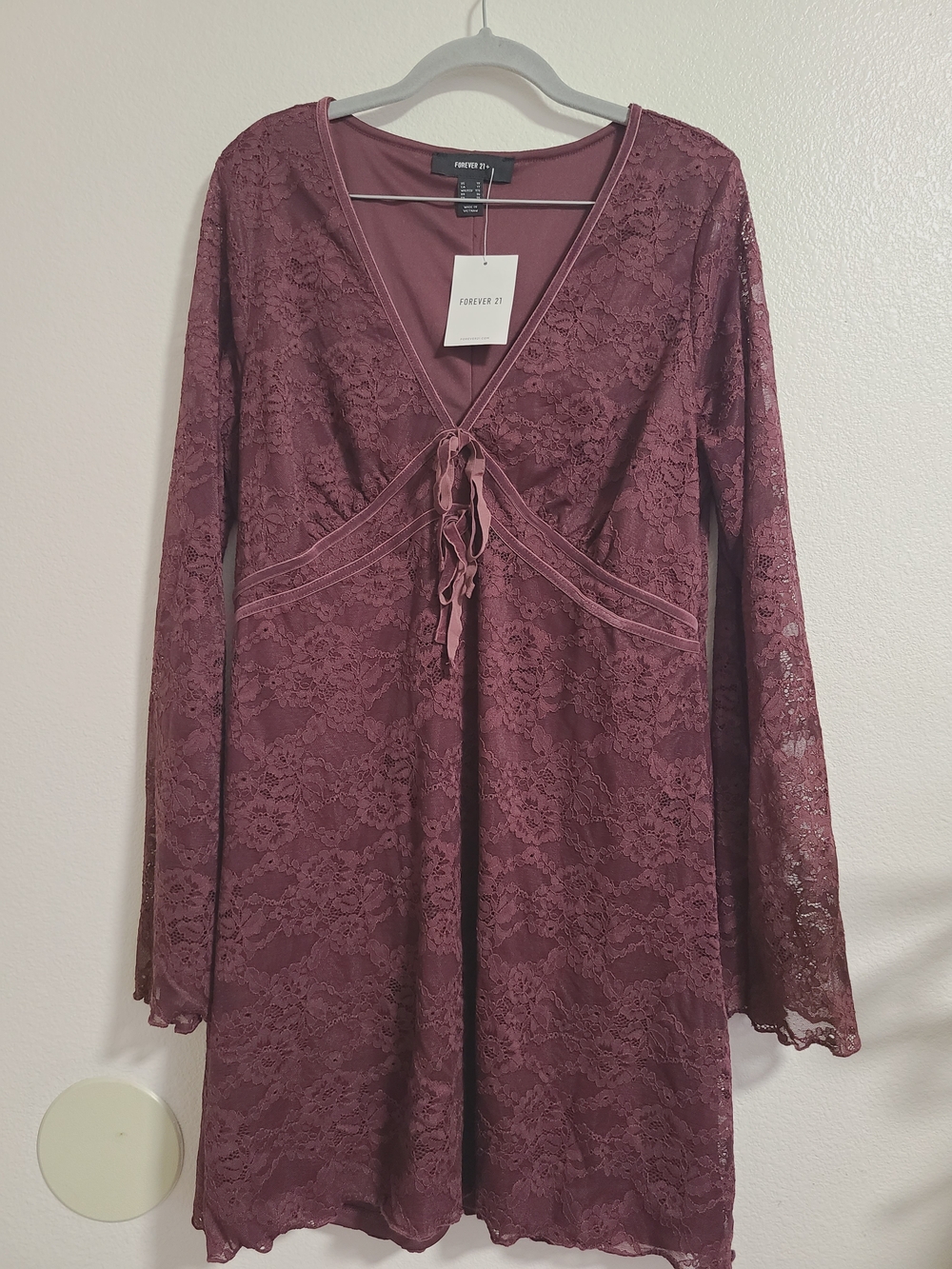 Forever 21 Dark Red Lace Tie-Front Dress